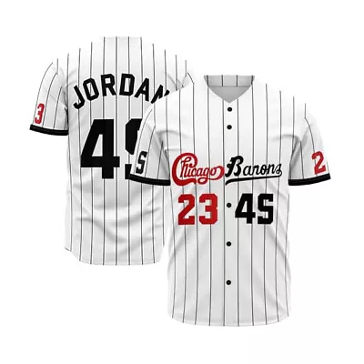 Design Jordan #23 Chicago #45 Birmingham Splicing Baseball Jersey Stitched White • $35