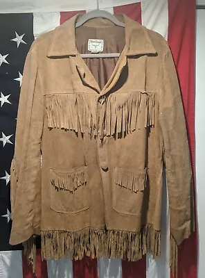 Vintage Steer Brand Suede Fringed Leather Jacket - 44 S M - Cowboy Western Hippy • $40