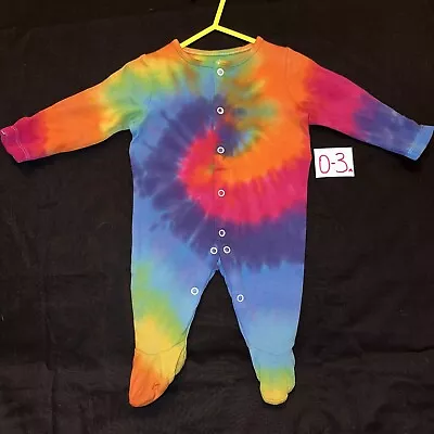 0 To 3 Months Rainbow Tie Dyed Babygrow Sleepsuit • £8