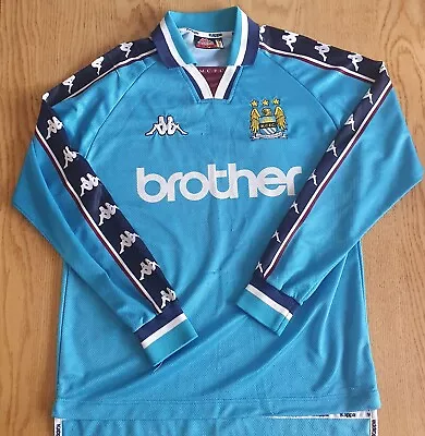 Manchester City 1997/1998/1999 Home Football Shirt Long Sleeve • £170