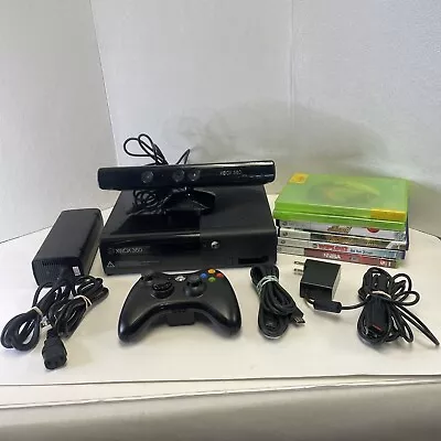 Microsoft Xbox 360 Kinect S Black Console 1439 W/ Controller Game 120 GB -Tested • $43