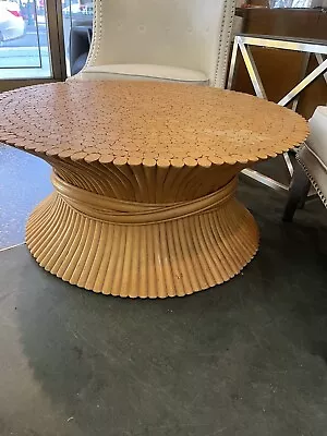 McGuire Mid-Century Modern Sheaf Of Wheat Bamboo 36  Round Coffee Table -36x15 • $279