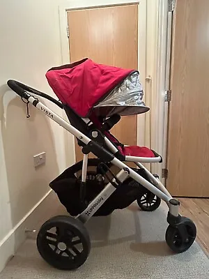 UPPAbaby Vista With Seat Travel Cot And Rain Covers (Red) • £95