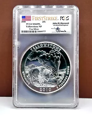 2010 Yellowstone NP 5oz Silver 25c PCGS MS69PL • $275