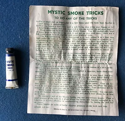 Vintage Magic Trick Mystic Smoke Cloud Of Smoke Tricks Adams Daddy & Jacks • $4.95