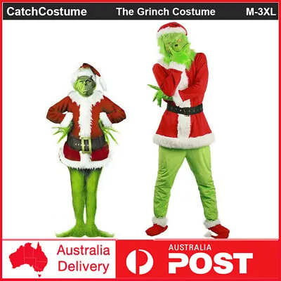 $62.99 • Buy Adults The Grinch Costume Xmas Party Cosplay Christmas Santa Fancy Dress Outfits