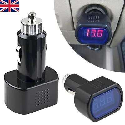 LED Car 12V 24V Battery Volt Voltage Meter Gauge Plug Black Useful • £4.26