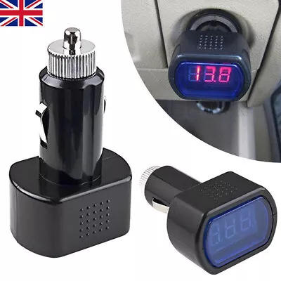 LED Car 12V 24V Battery Volt Voltage Meter Gauge Plug In Black UK • £4.49