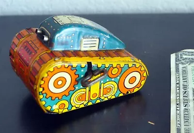 Vintage 1950s MARX Turn Over Roll Over Tank Windup Toy. Works Great! USA • $48