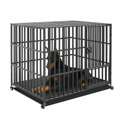 $219.99 • Buy L/XL/XXL Heavy Duty Jumbo Rolling Dog Cage Thick Steel Strong Dogs Crate Kennel
