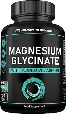 Magnesium Glycinate Supplements - 120 High Strength Capsules - 1500mg • £9.85
