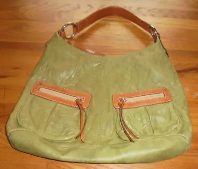 Beautiful Maurizio Taiuti  Large Soft Green Leather Shoulder Bag - Purse Italy • $21.95