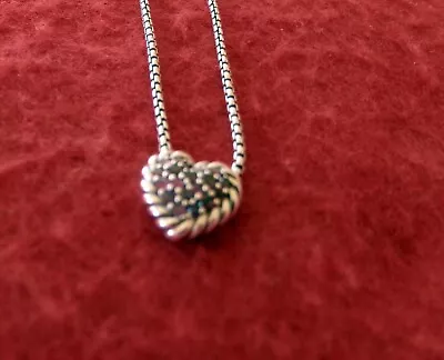 David Yurman SSilver PINK SAPPHIRE Petite Pave Heart Pendant Necklace • $500