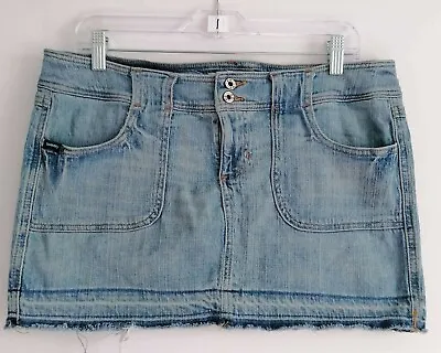 Tommy Jeans Womens A Line Mini Skirt Blue Zip Stretch Pockets Denim 11 • $10.99
