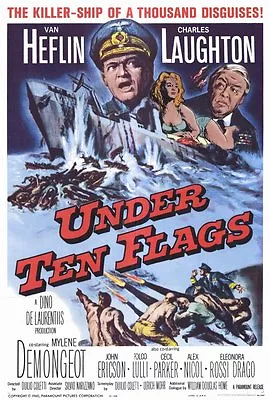 UNDER TEN FLAGS Movie POSTER 27x40 Van Heflin Charles Laughton Mylene Demongeot • $17.98