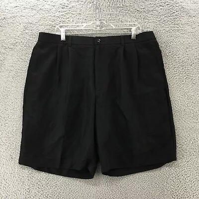 J.Ferrar Chino Shorts Mens 38 Black High Rise Pleated Front Side Pocket Casual • $19.94