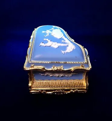 Jasperware Look Piano Music Box By Sankyo Japan Enamel Trinket Box • £29.99