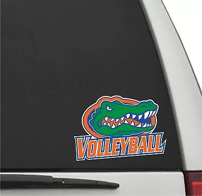 Florida Gators VOLLEYBALL In ORANGE Slant W/ Gator Head Vinyl Decal UF Sticker • $4.95