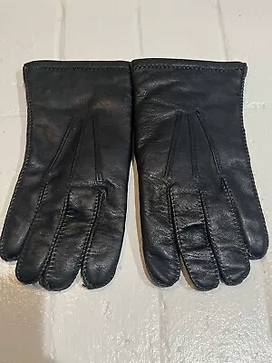 Vintage Men's Sears Astro Therm Fur Lined Black Leather Gloves Size Large • $45