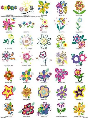 60 COLORFUL FLOWERS Embroidery Machine Designs Patterns PES HUS JEF DST EXP • $7.95