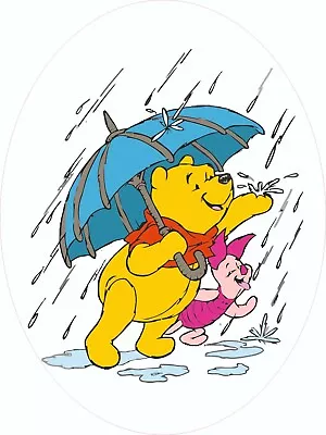 Winnie The Pooh & Piglet Walking In Rain Vinyl Sticker Wall Door Window Bedroom • £2.59