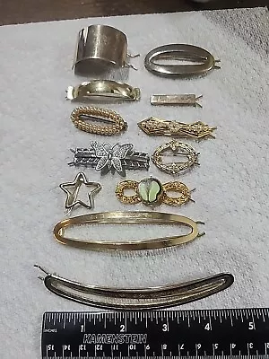 Vtg Hair Barrettes Gold Silver Toned  Lot Of 12 Butterfly 1 To 4  Faux Pearls  • $39