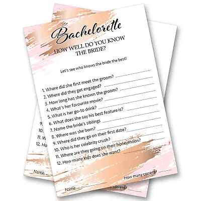 12x Hen Night Party Games Bachelorette How Well Do You Know The Bride • £3.14