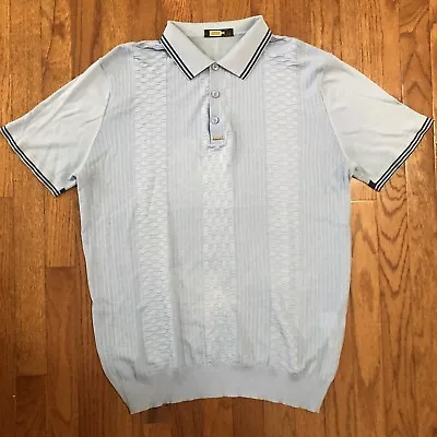 Zilli Polo Pale Blue With Navy Accents Jacquard Size 52 Made In Italy Sm Flaws • $99