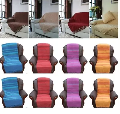 Cotton Single Sofa Seat Chair 1/2/3 Seater Settee Bed Throws Throw Throwover  • £9.95