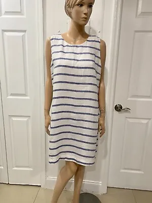 $65 • Buy Nwt Island Company 100% Linen Shift Nautical Stripe Dress Sz Xl $185