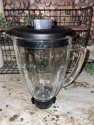 $14.95 • Buy Oster Blender 6-Cup Glass Jar, Lid, Black And Clear Cap. With Blade