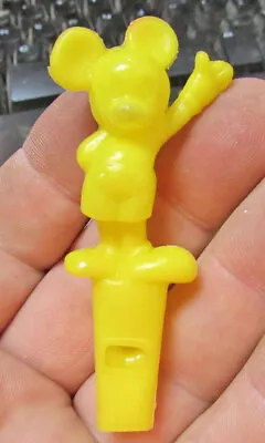 Vintage Plastic Disney Whistle Toy 3 Inches Tall Yellow Mickey Mouse New • $6.99