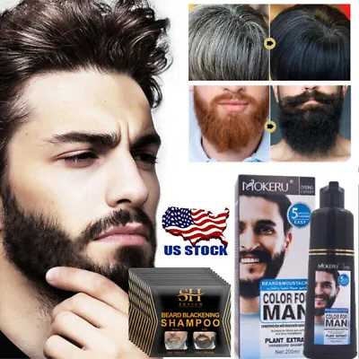 Beard Coloring Dye Shampoo Long-Lasting Black Hair Dye For Gray Hair Coverage • $8.65