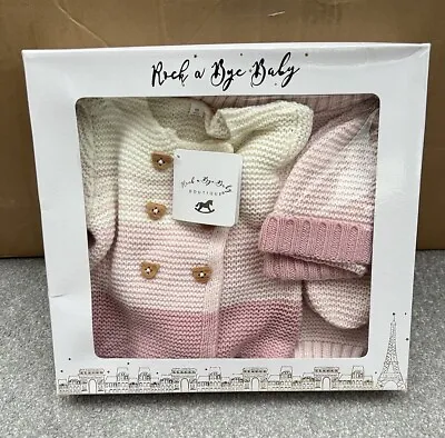 Rock-A-Bye Baby Boutique Pink  Mix Knitted Baby 4 Piece Gift Set 3-6 Months • £10