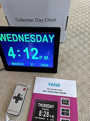 Vefaii Digital Day Calendar Clock Wall Or Desk-mounting Mains Black. • £19.99