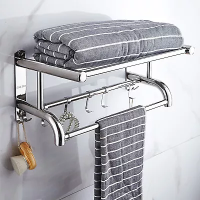 Towel Rack Bathroom Hotel Rail Holder Stainless Steel Wall Mounted Storage Shelf • $31