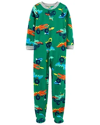 Boys One Piece Pajamas Union Suit Blanket Sleeper Footie Dinosaur Monster Truck • $25.56