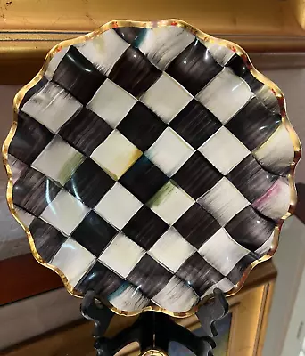 MACKENZIE CHILDS Courtly Check Ceramic Fluted Salad/Dessert Plate • $125