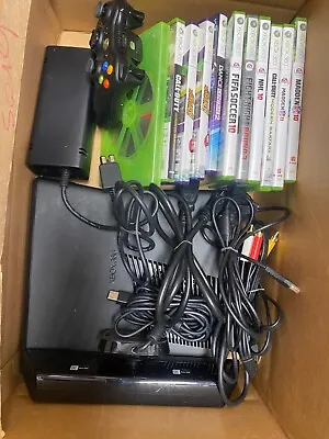 Xbox 360S Console 250GB Model 1439 W/Kinect 1 Controller 11 Games Cables • $125