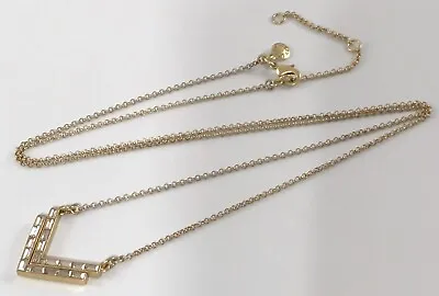 J. Crew Brushed Gold Tone Clear Crystals Long Chain Pendant Necklace 32”. #443 • $15.26