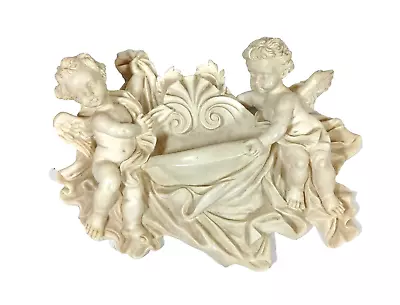 G. Ruggeri Angels Cherubs With Holy Water Font Hanging Sculpture Figure Italy • $51