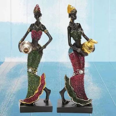 Customs African Statue Desktop Ornament Tribal Lady Figurines Resin Crafts • $17.05