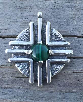 Medicine Wheel Pendant .925 Sterling Silver With Natural Malachite Sun Healer • $69.99