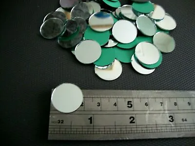 25 Pieces Silver Mirror Glass Round Shaped Approx 2 Cm For Embroidery. • £4.70