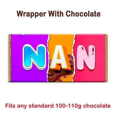 Nan Chocolate Bar Wrapper Novelty Gift Present For Grandma Mothers Day Birthday • £2.49