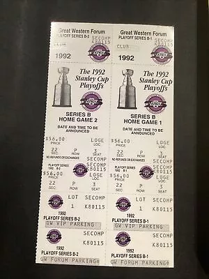 1992 Los Angeles LA Kings Stanley Cup Playoffs Series B Home Game 1-2 Ticket Pr • $9.99