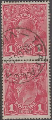 $15 • Buy Stamps Australia 1d Red KGV Vertical Pair With 1920 Trafalgar Victoria Postmark 