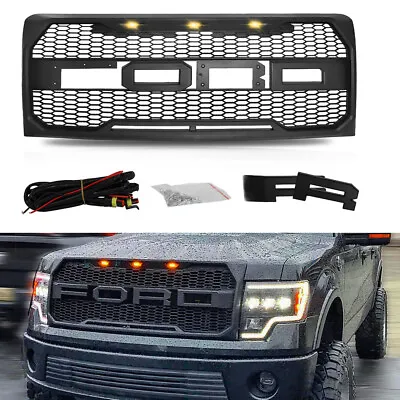 Front Bumper Grill Hood Grille For Ford F150 F-150 2009-2014 Black Raptor Style • $124.99