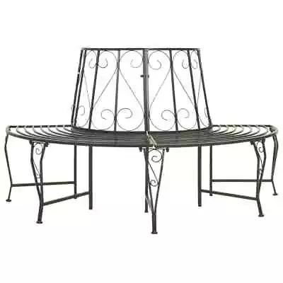 Garden Tree Bench 160 Cm Steel Garden Patio Furniture Half-Round/Round VidaXL • $378.99