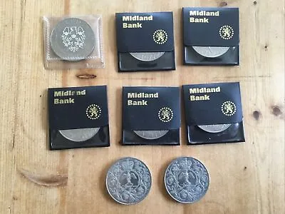8 X 1977 Queen Elizabeth II Silver Jubilee Crown Coin -Midland Bank Coin Wallet • £5